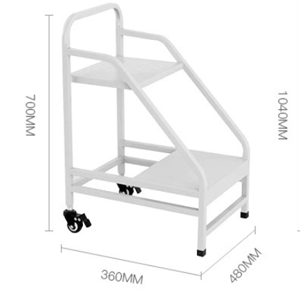 二步書梯(剎車款)，700*490*400mm，灰白色，冷軋鋼